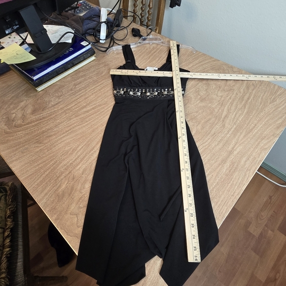 $5 Labelle Womens Beaded Asymmetrical Fitted Top Sheath Dress Black Medium - Picture 9 of 11